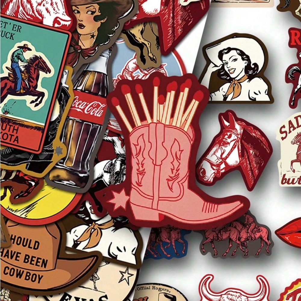 50 Western Cowgirl Stickers Cowboy Rodeo Horses Bull Boot Hat Sheriff - Picture 3 of 11
